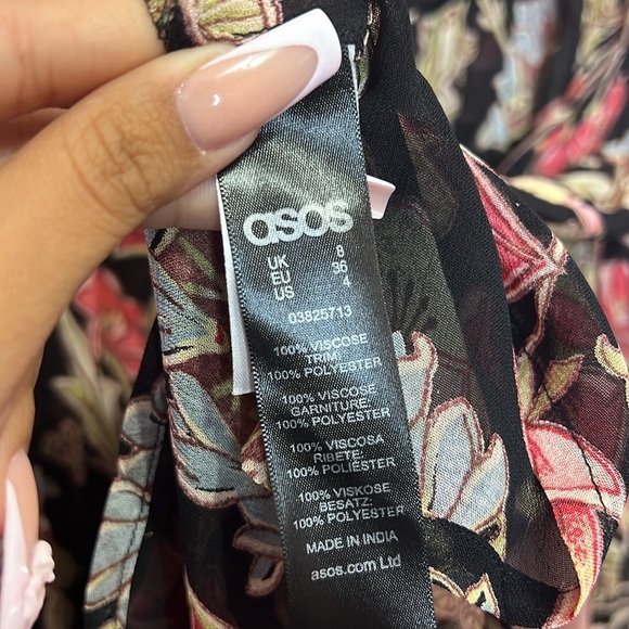 ASOS Floral Long Sleeve Boho Blouse. Size 4 - Picture 6 of 7